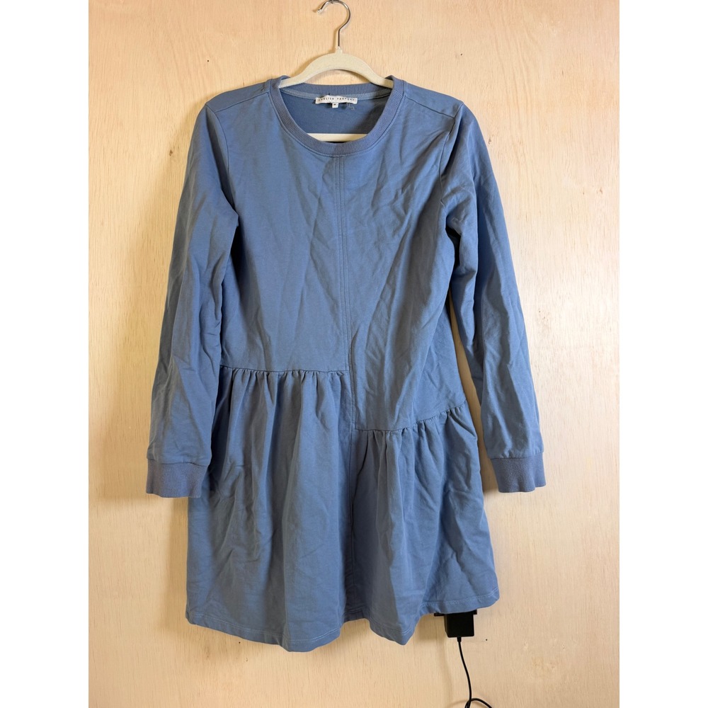 English Factory Sweatshirt Dress Women Medium Blue Excellent Asymmetrical Tiered